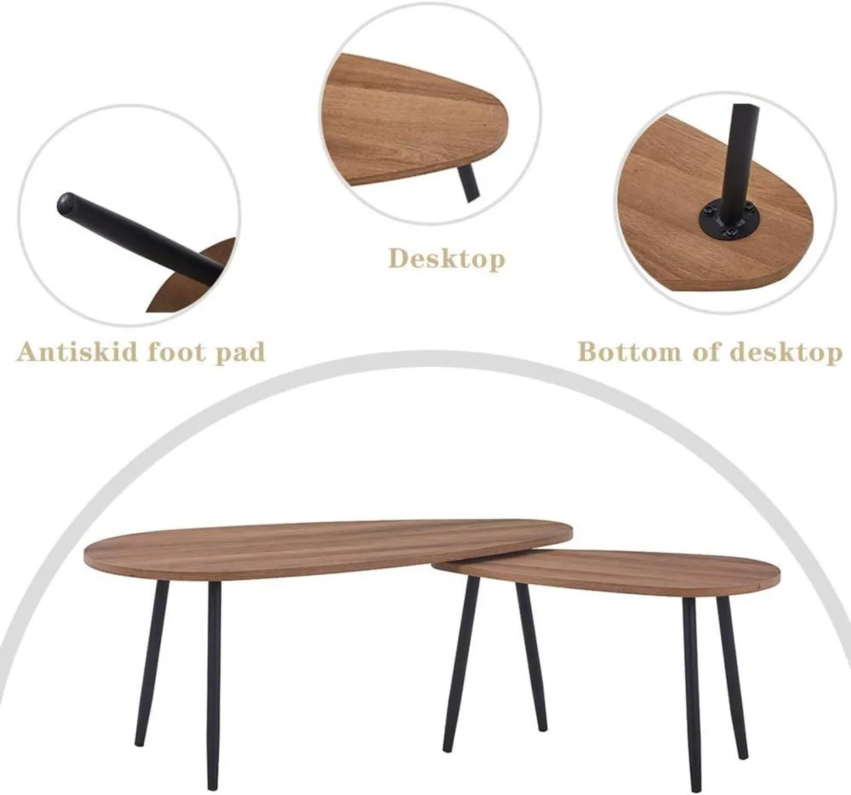 Triangle Coffee Table Set Nest of 2 Tables Modern - Image 3