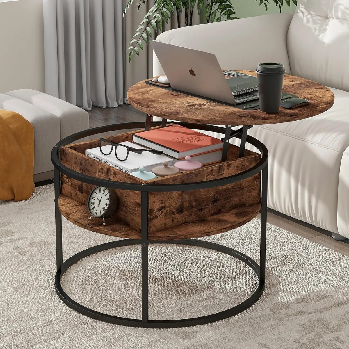 Round Coffee Table Lift Top Tables for Living - Image 1