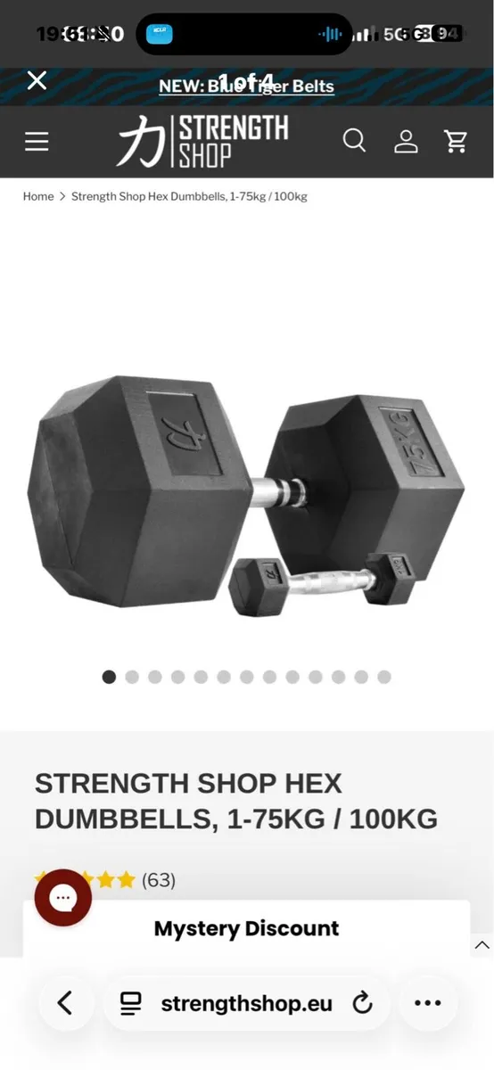 60KG RUBBER HEX DUMBBELL, STRONGMAN!! - Image 2