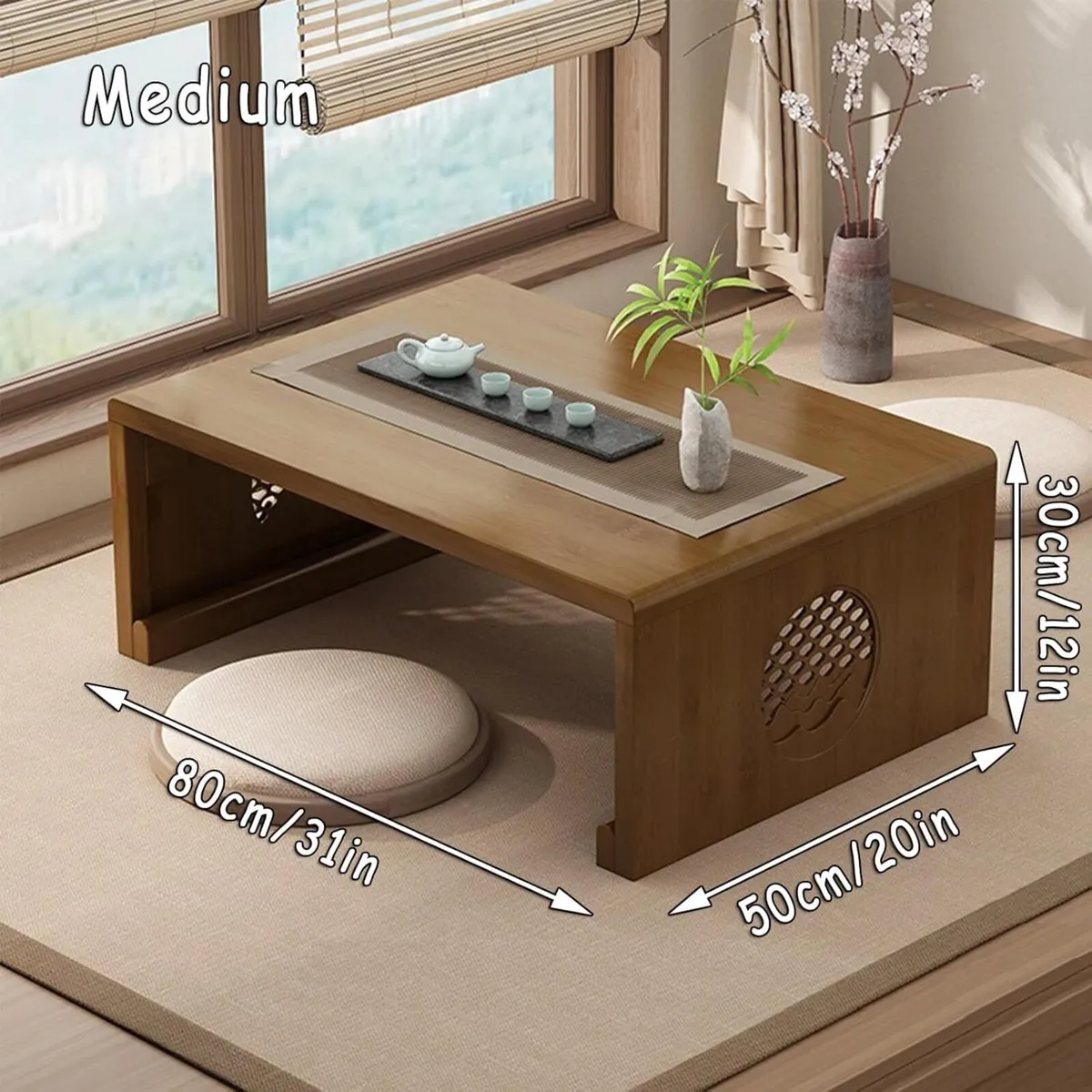 Bamboo Chinese Tea Floor Table Japanese Foldable - Image 2