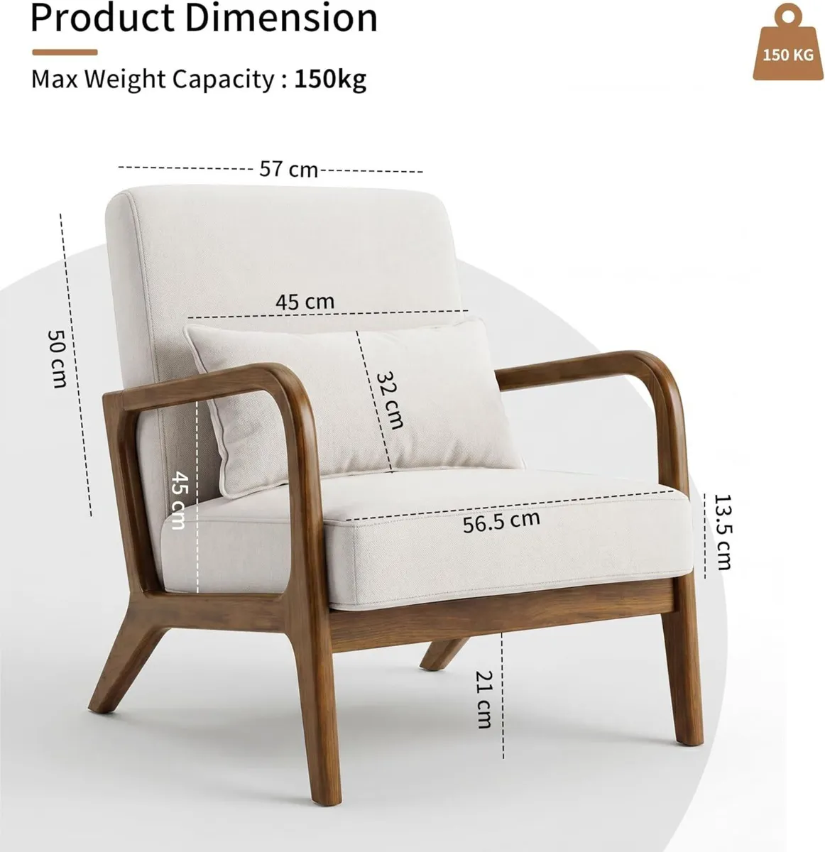 Armchair Modern Accent Chair with Pillow Comfy - Image 2