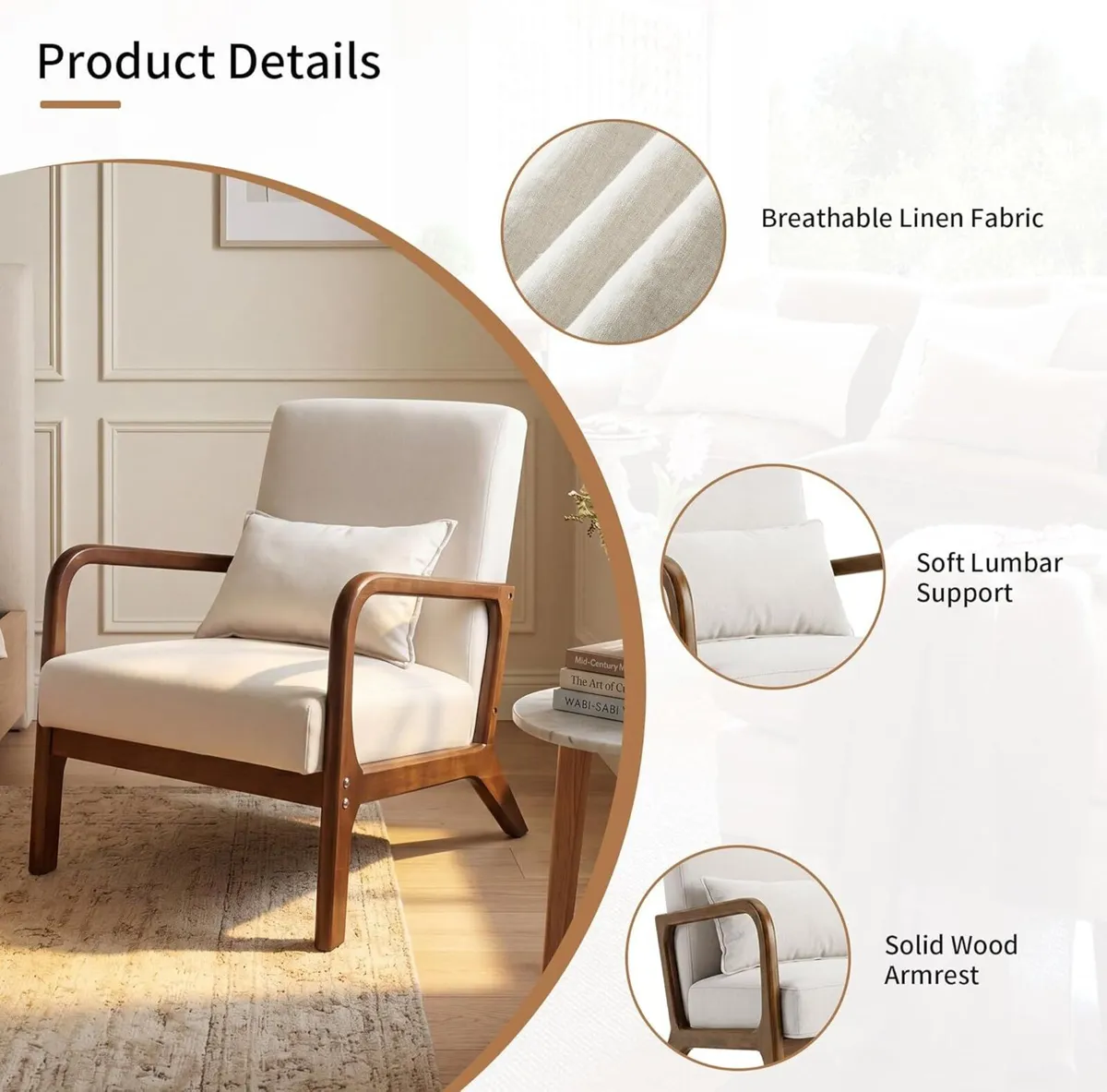 Armchair Modern Accent Chair with Pillow Comfy - Image 3