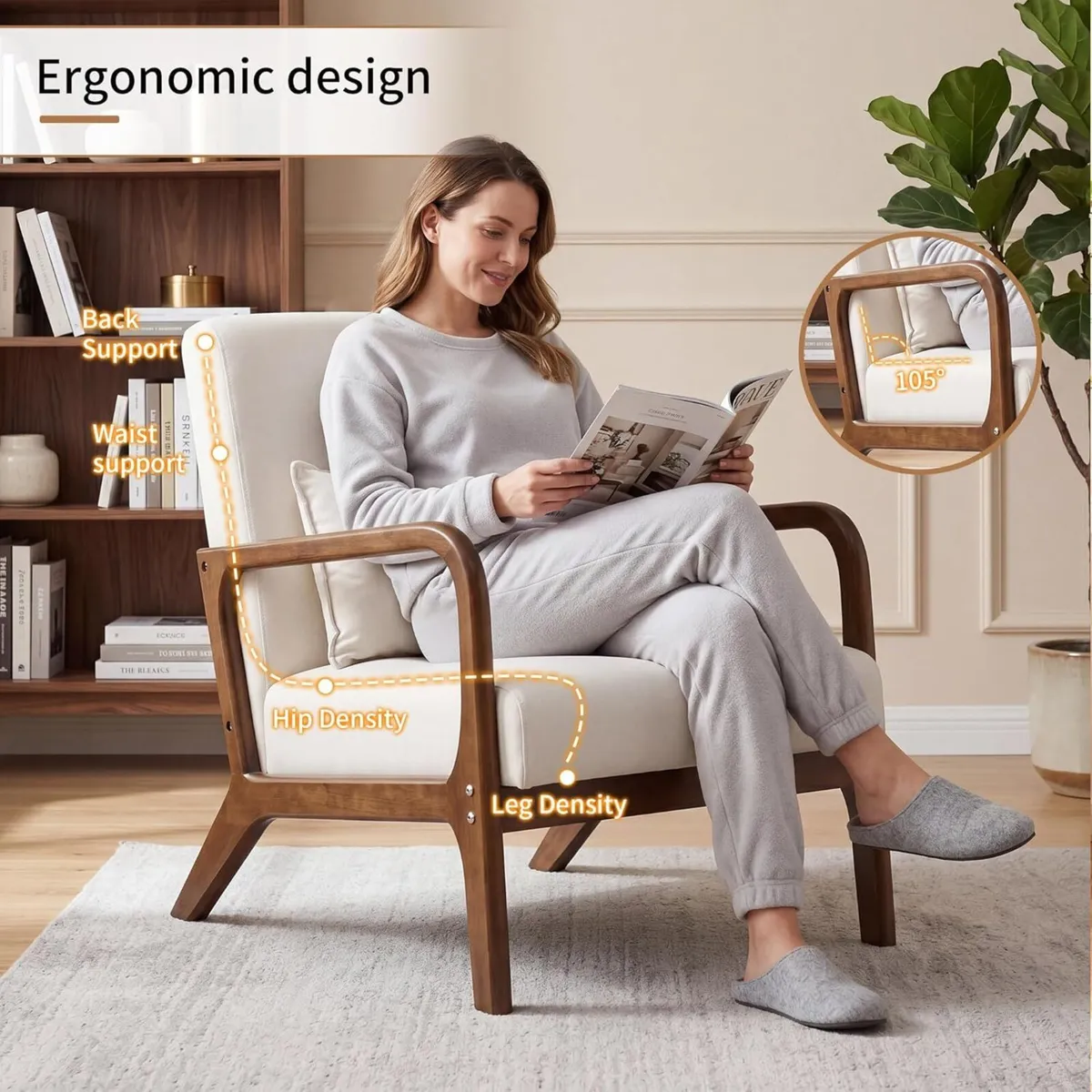 Armchair Modern Accent Chair with Pillow Comfy - Image 4