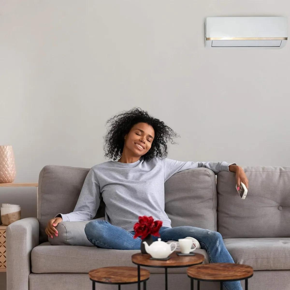 Nesting Tables Set of 3 Round Mango Wood Side - Image 4