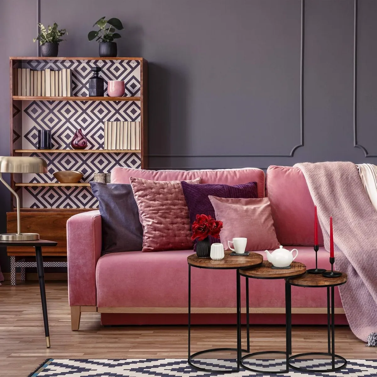 Nesting Tables Set of 3 Round Mango Wood Side - Image 2