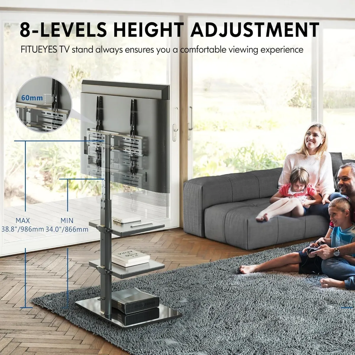 Floor TV Stand Suitable For 32-60-Inch TVs Free - Image 4