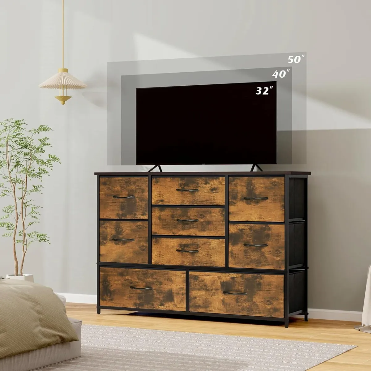 Chest of Drawers for Bedroom 9 Drawer Fabric - Image 2