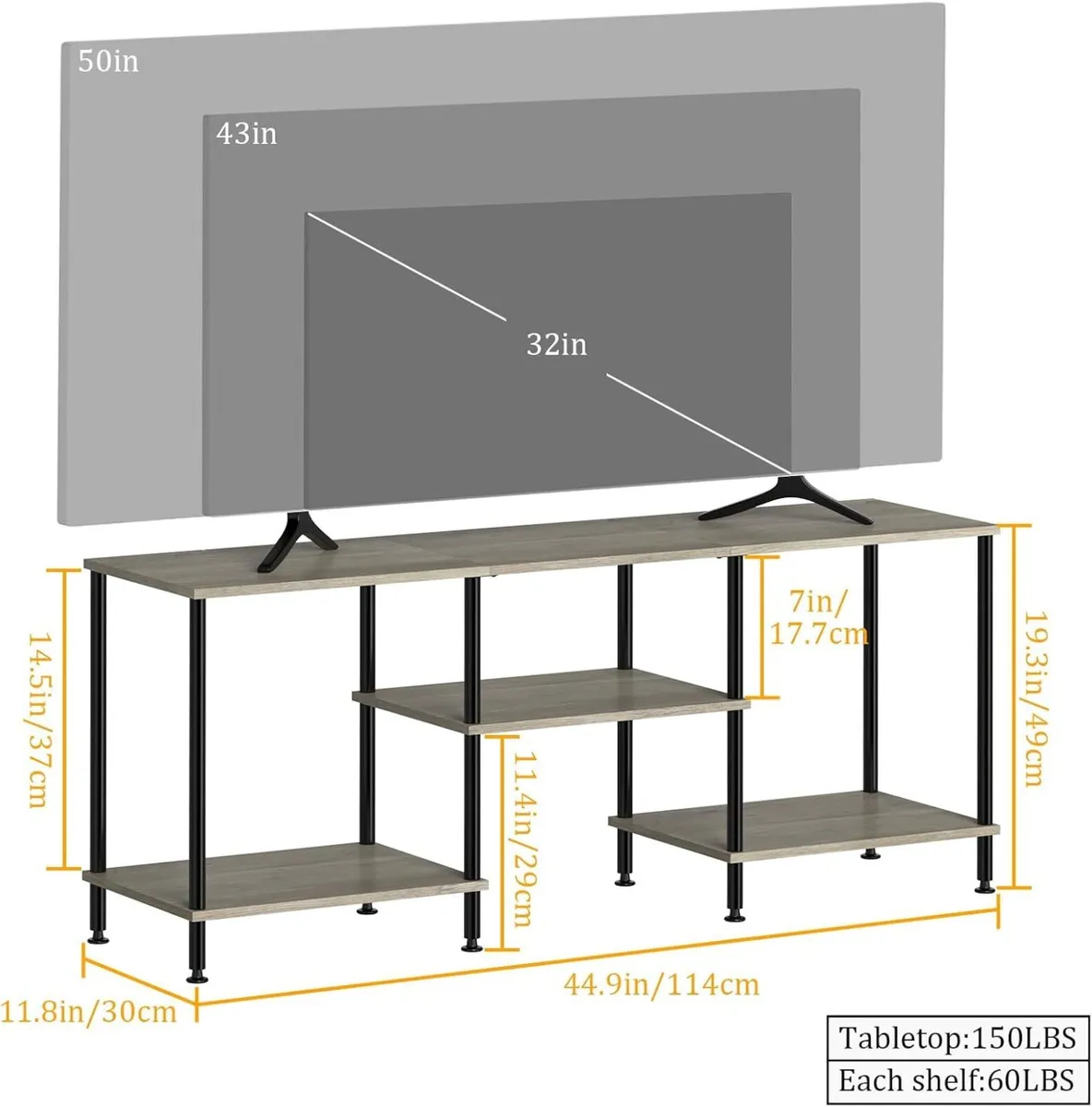 Industrial Shelf TV Furniture Piece Table 114 x - Image 2