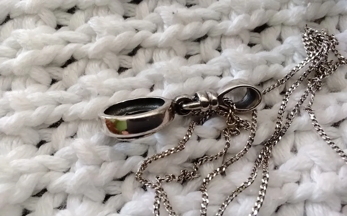 Vintage stg silver AQUAMARINE OVAL PENDANT 20" - Image 2