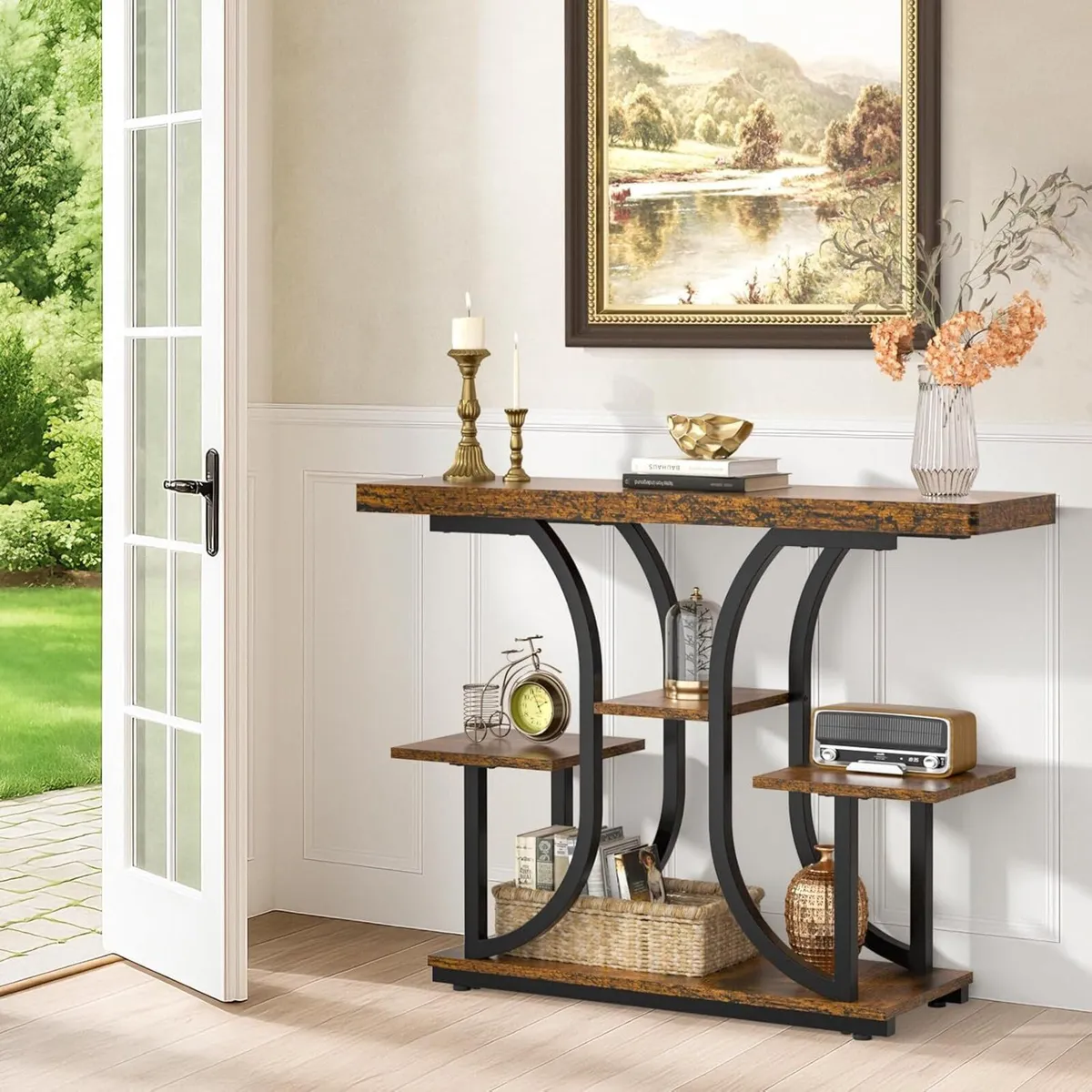 Console Table 42.5'' Hallway Behind Sofa with - Image 3