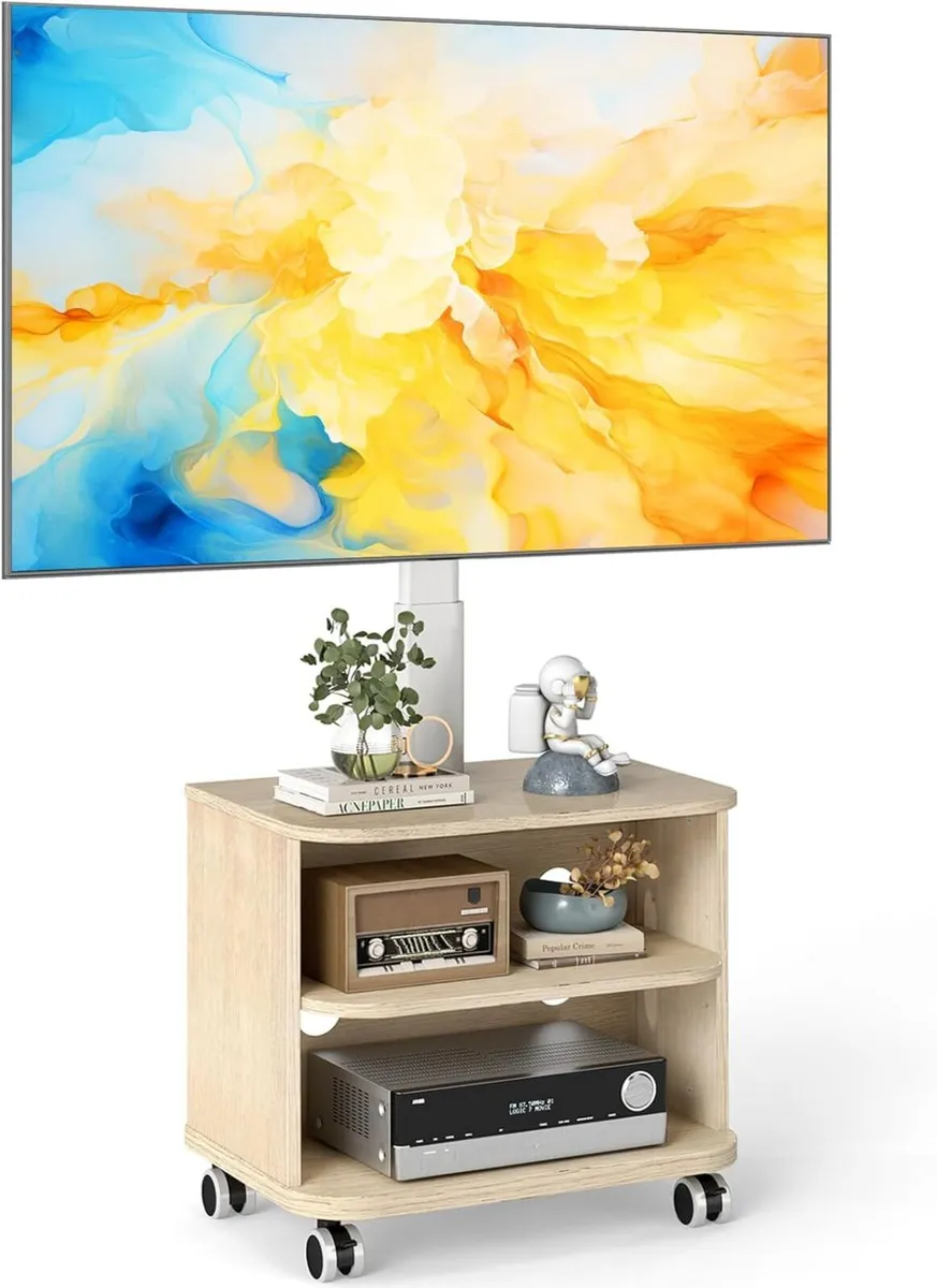 White TV Stand on Wheels for 32-65 inch LED LCD - Image 1