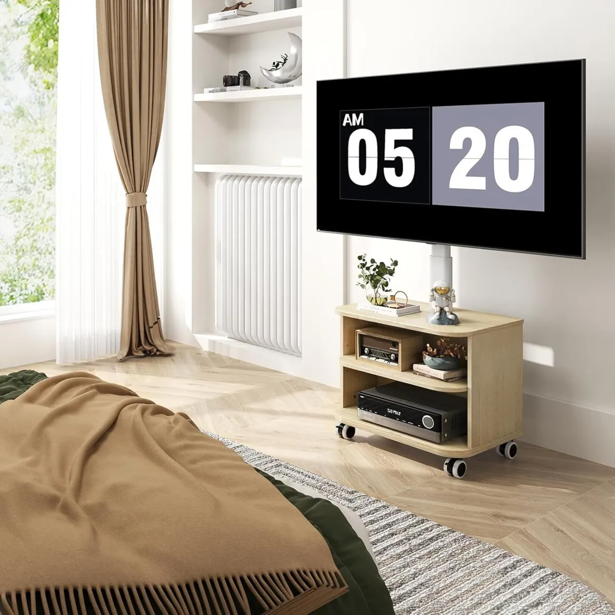 White TV Stand on Wheels for 32-65 inch LED LCD - Image 2