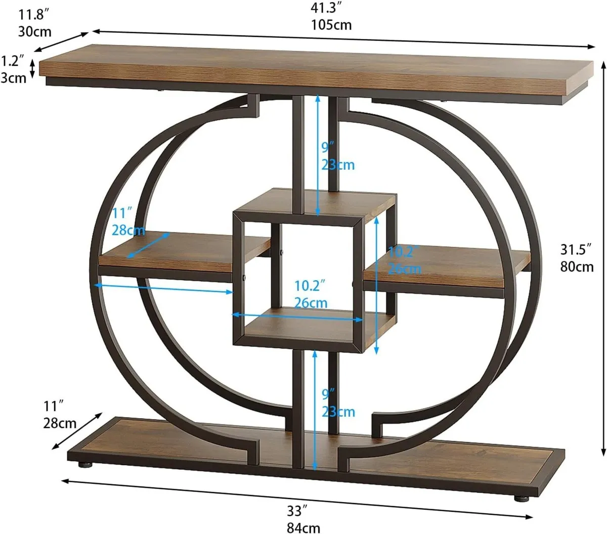 Narrow Console Table for Hallway 4-Tier Rustic - Image 2