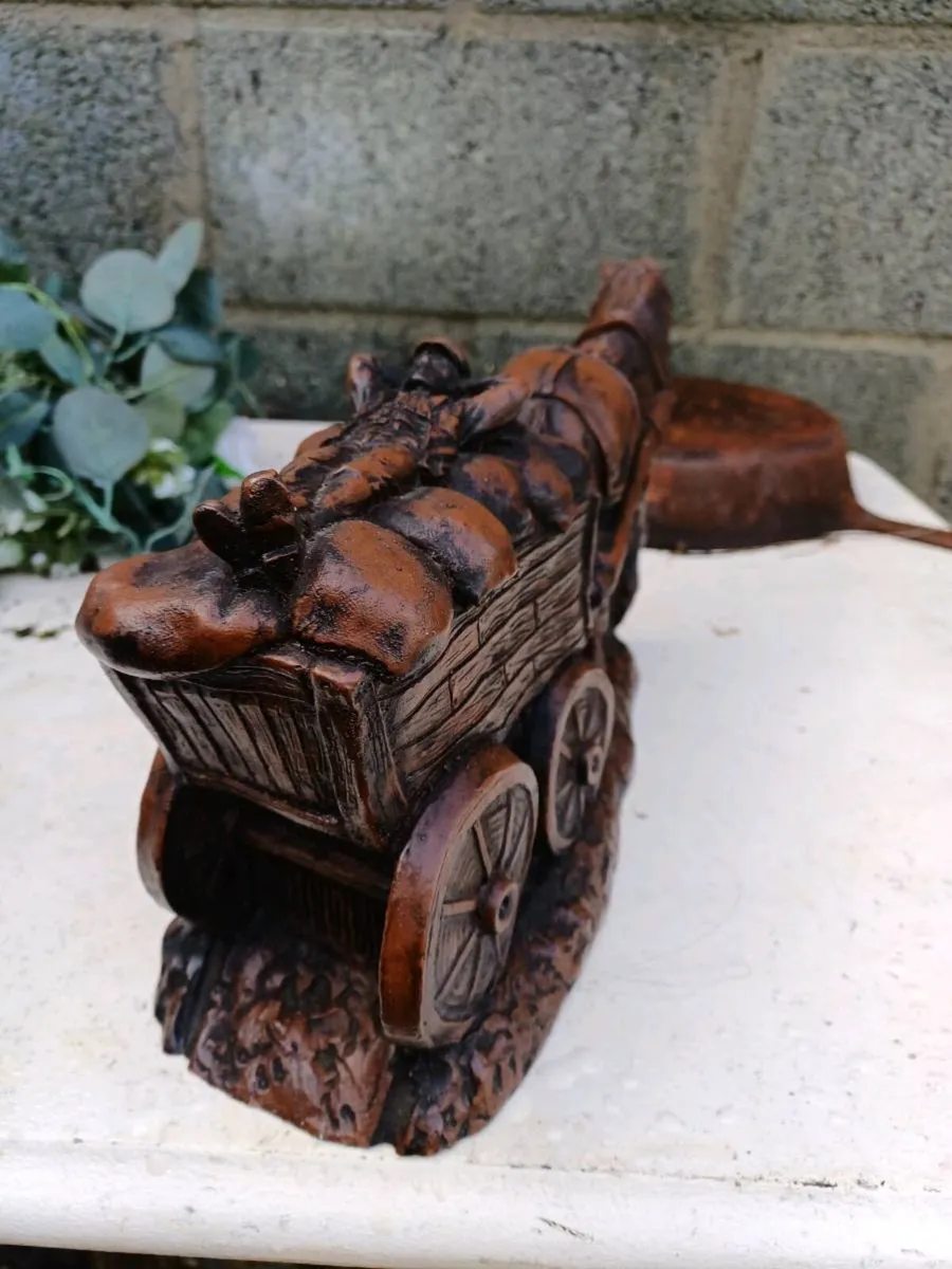 Vintage Horse & Cart Sculpture - Image 3