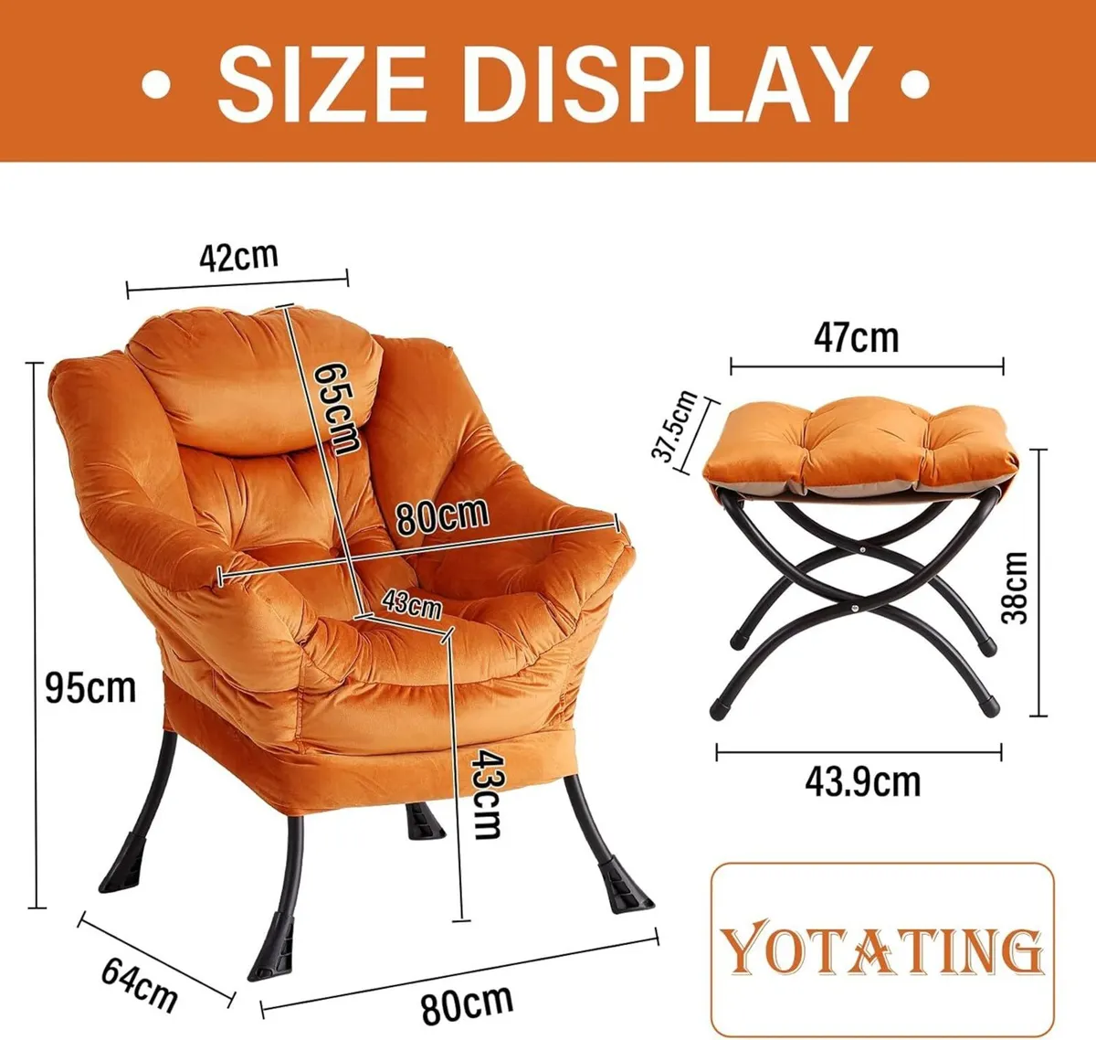 Comfy Armchair with Footstool Lazy Chair Ottoman - Image 3