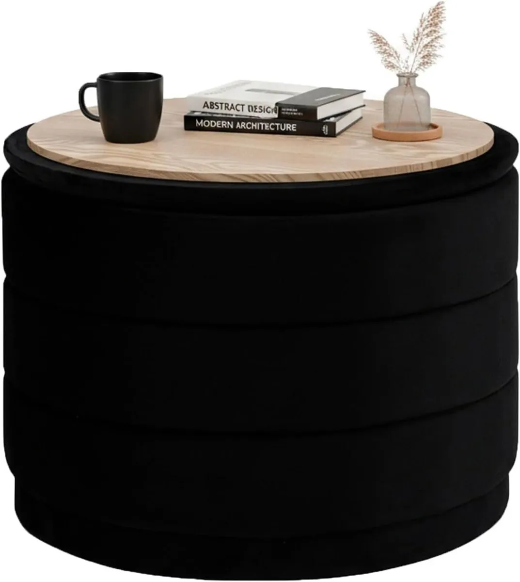 Large Storage Ottoman Round - Folding Foot Rest - Image 1