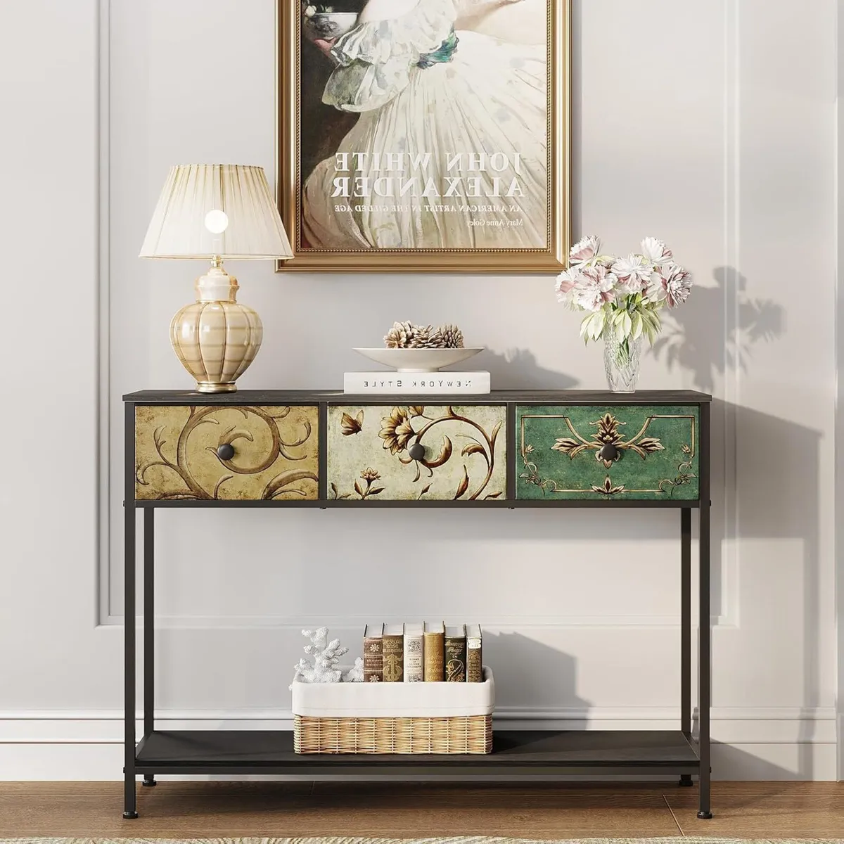Console Table for Entryway with 3 Drawers Slim - Image 4