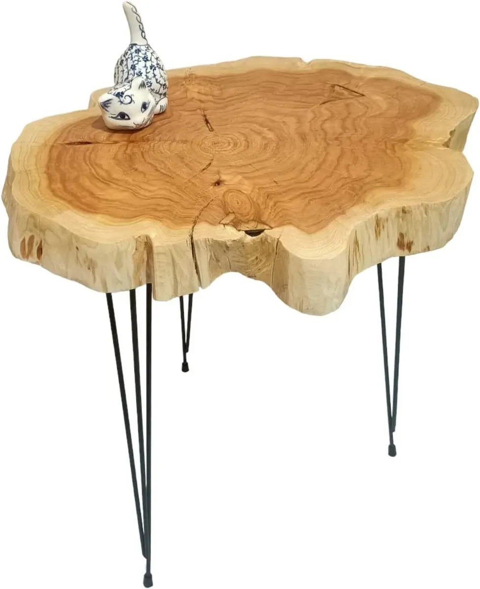 Live Edge Coffee Table Rustic Natural Wood Side - Image 1