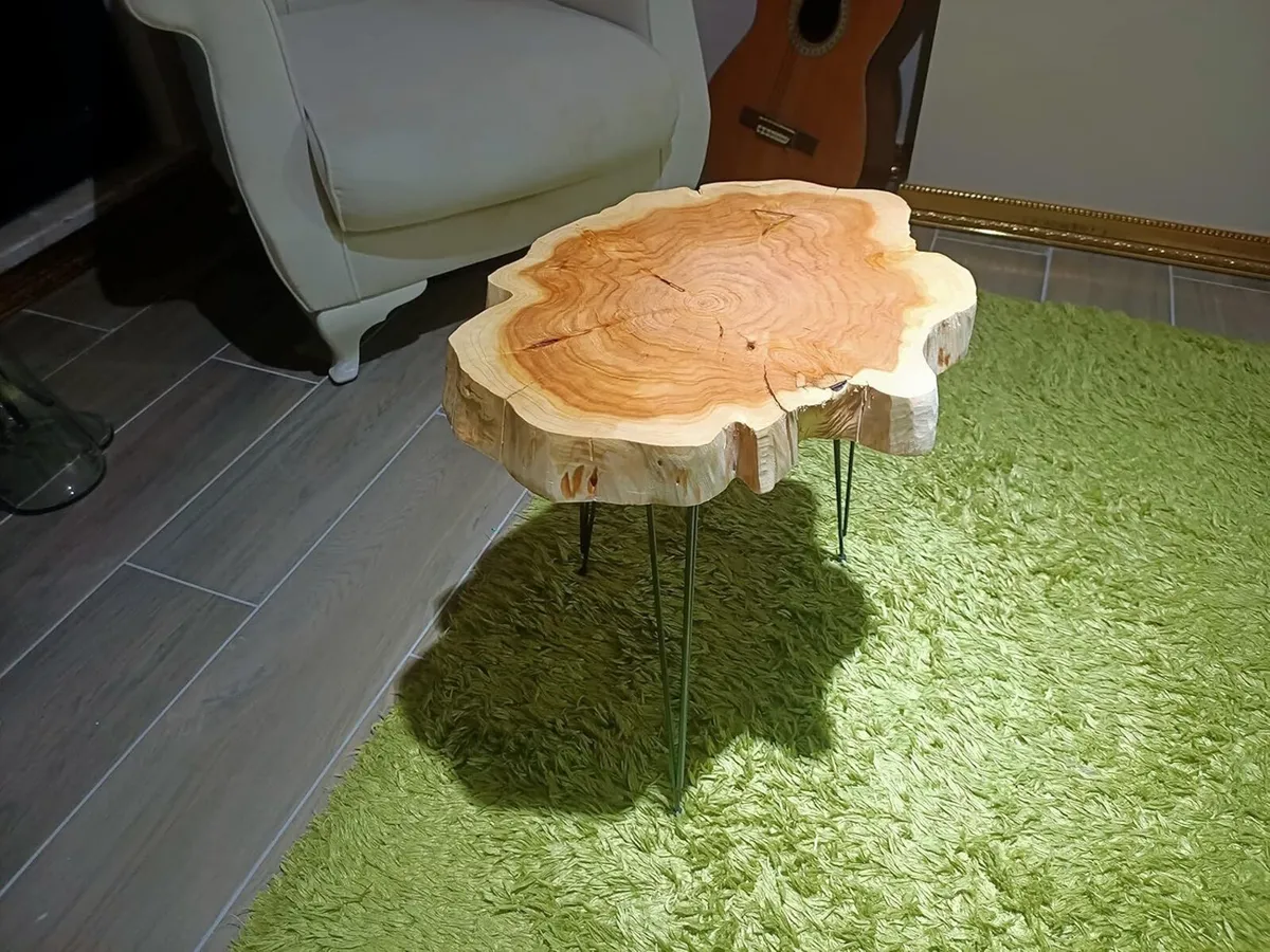 Live Edge Coffee Table Rustic Natural Wood Side - Image 2