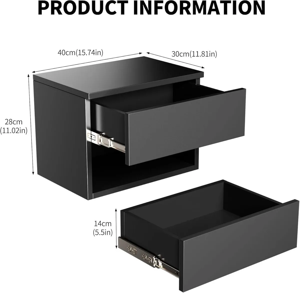 Floating Nightstand Modern Wall Mounted Bedside - Image 2
