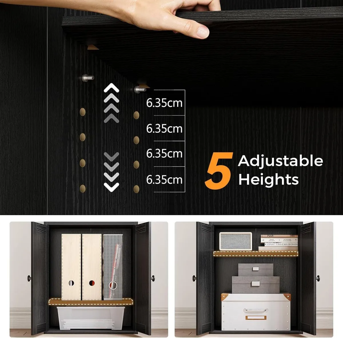 5-Tier Bookcase with Doors and Cabinet Bookshelf - Image 4