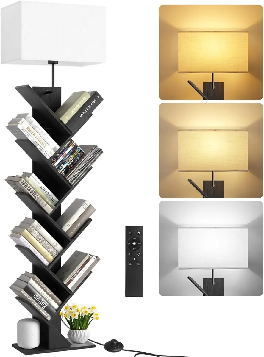 9 Tier Tree Bookshelf with Light Remote Dimmable - Image 1