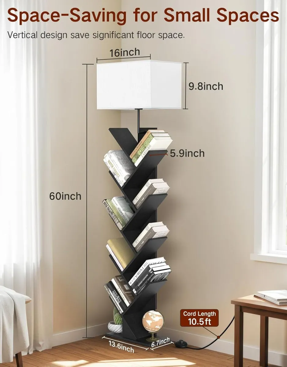 9 Tier Tree Bookshelf with Light Remote Dimmable - Image 3