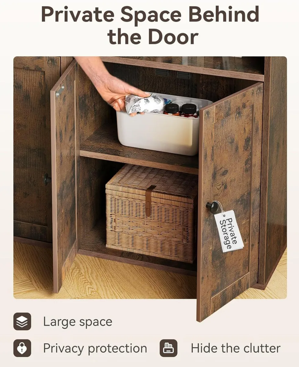 6-Tier Bookcase with Doors and Cabinet Bookshelf - Image 4