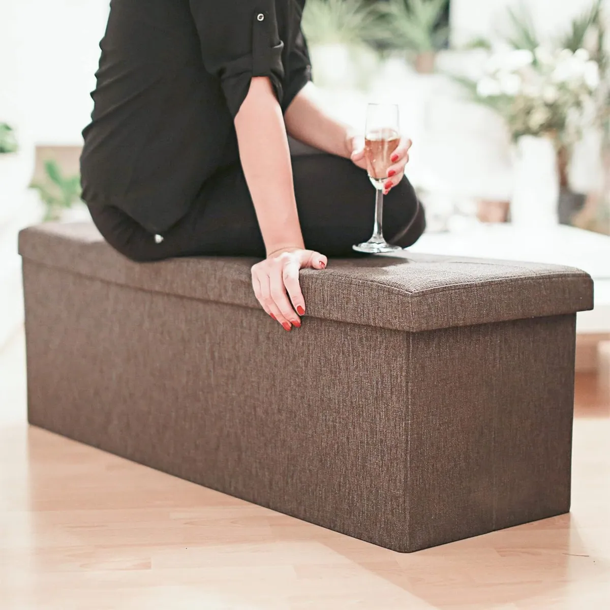 Folding Storage Bench XL 38 x 114 cm Foldable - Image 2