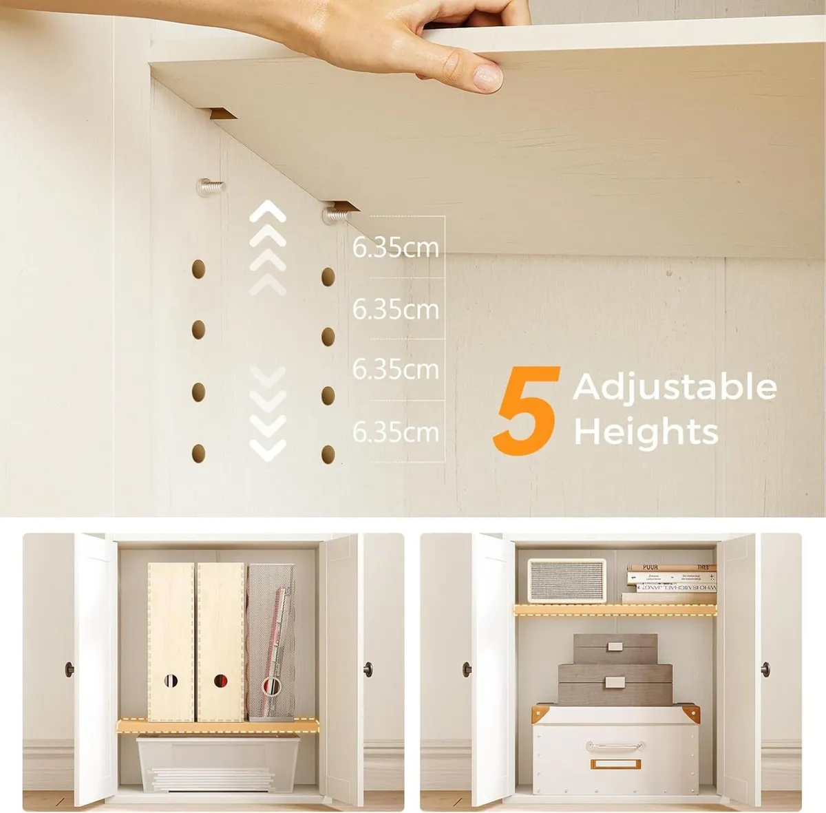 5-Tier Bookcase with Doors and Cabinet Bookshelf - Image 4