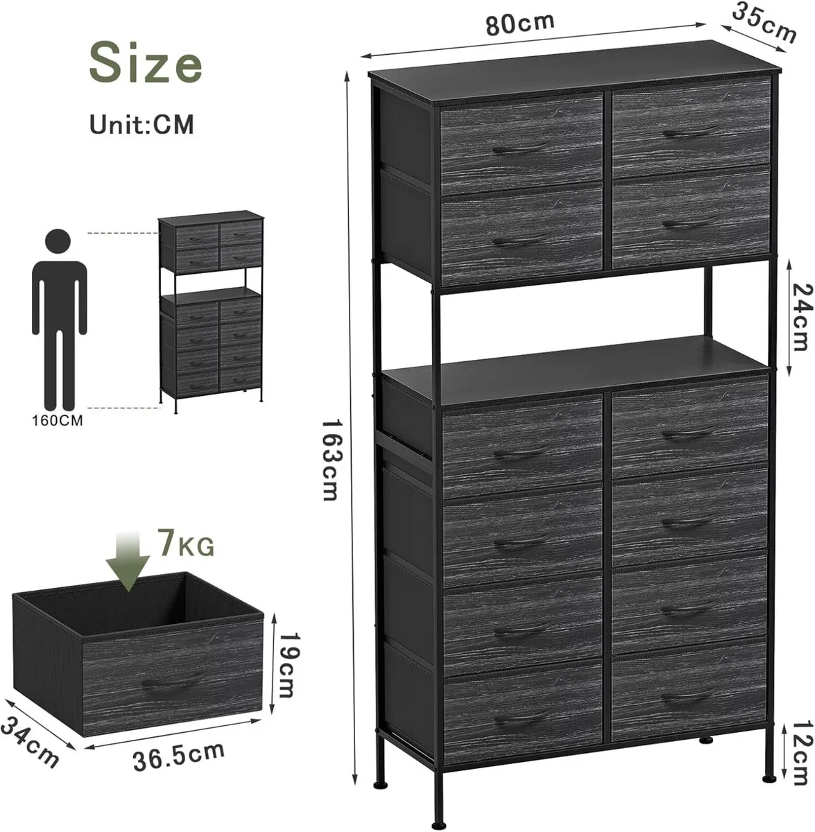 Chest of Drawers Bedroom 12-Drawer High with - Image 3