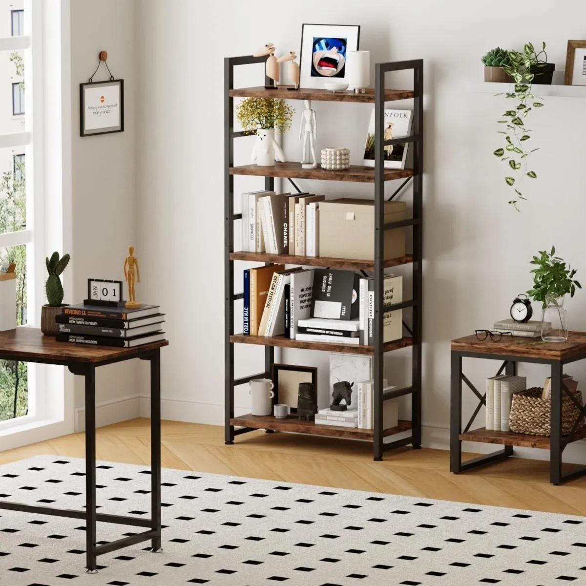 Industrial Bookshelf 5-Tier 24.8 Rustic Brown - Image 3