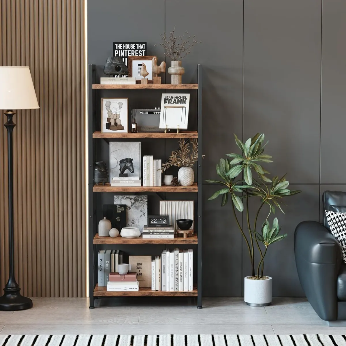 Industrial Bookshelf 5-Tier 24.8 Rustic Brown - Image 4