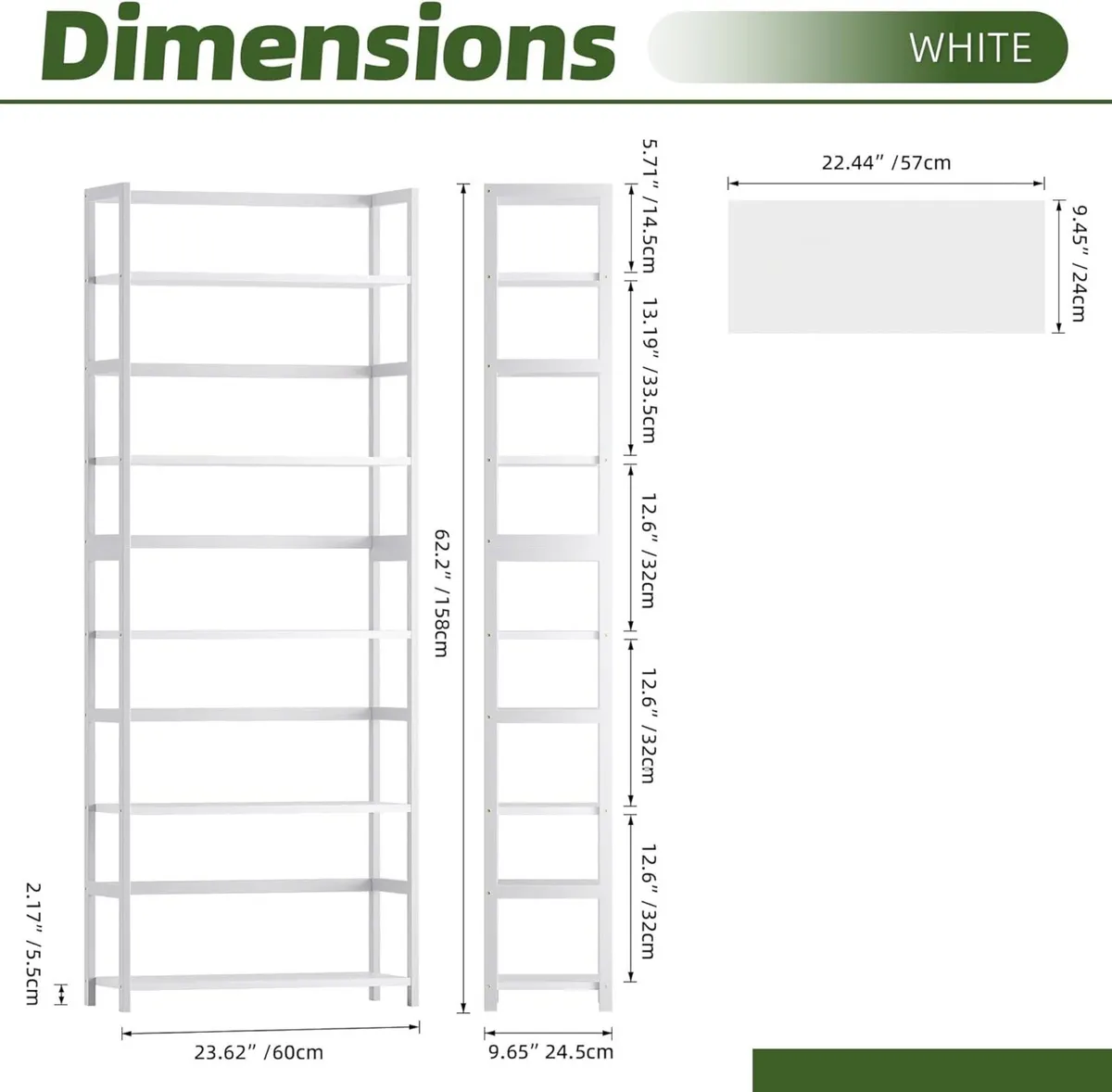 5-Tier Bookshelf Industrial Bookcase with Bamboo - Image 3