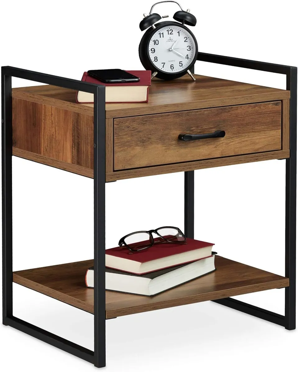 2 x Night Stand Side Table Drawer H W D: approx. - Image 1