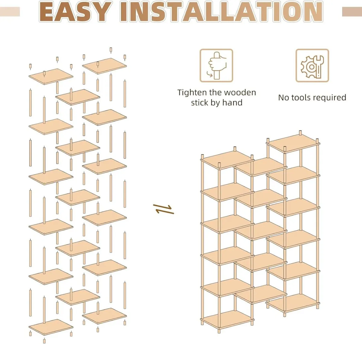 Shelving Unit Cube Storage with 17 Shelves Tall - Image 4