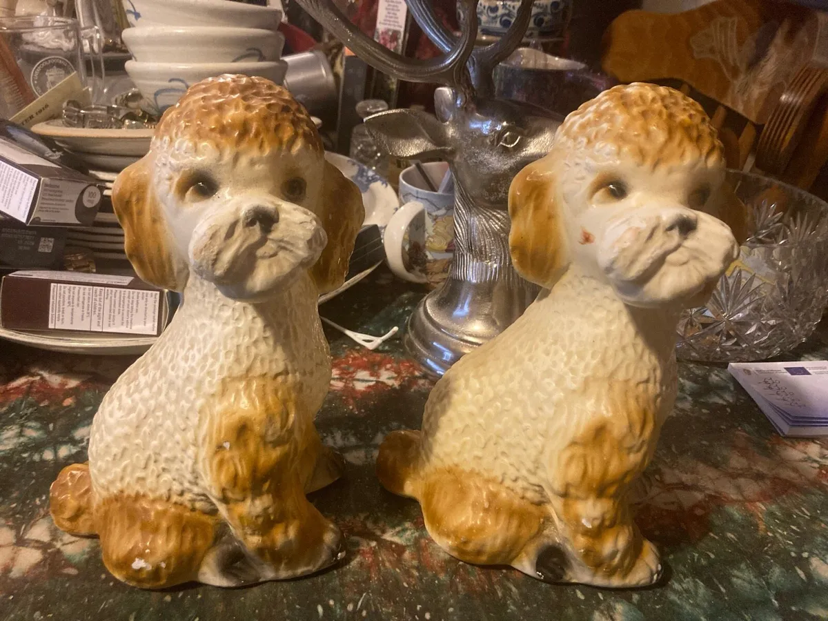 Vintage chalk poodle dogs postage extra