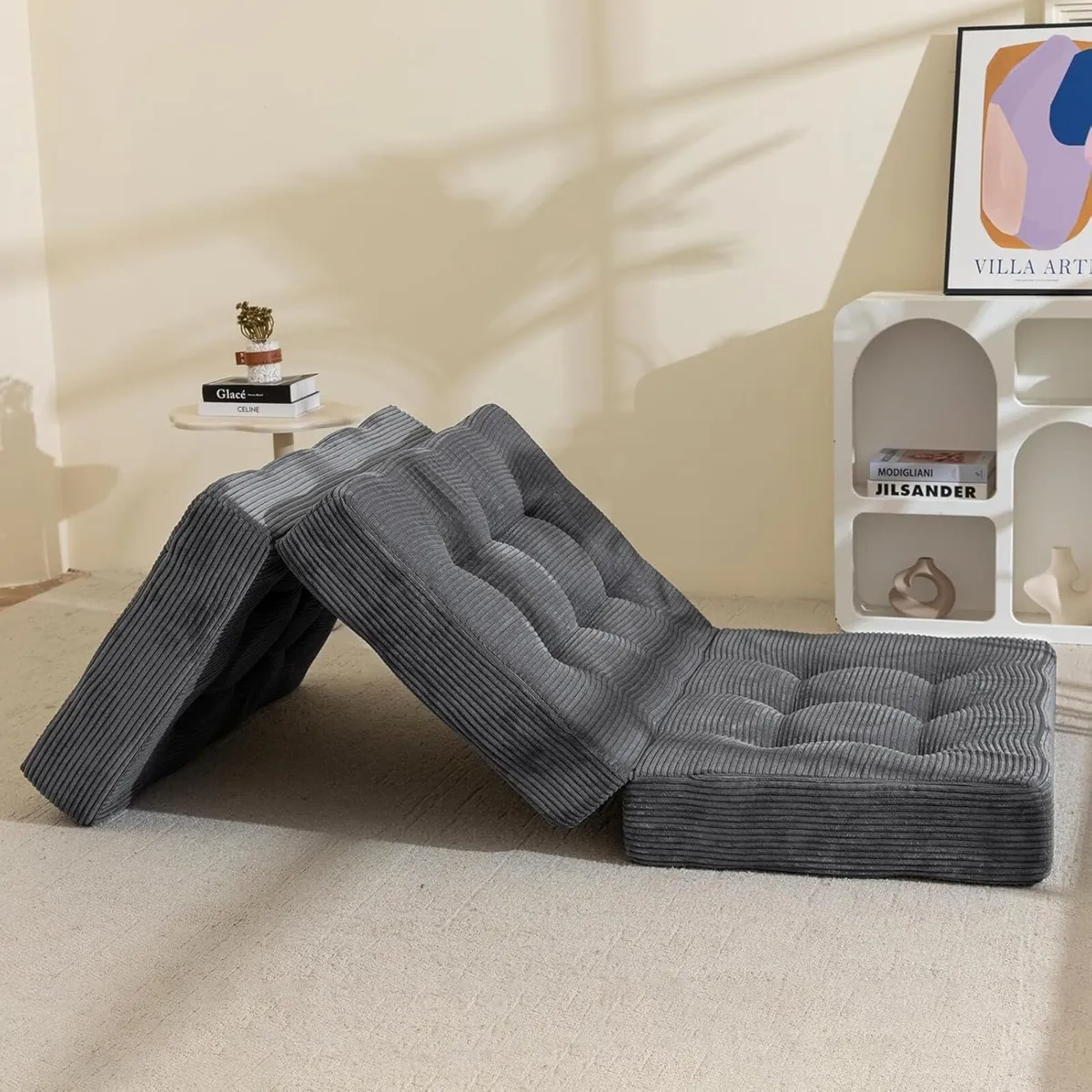 Folding Mattress Comfy Corduroy Foldable with - Image 1