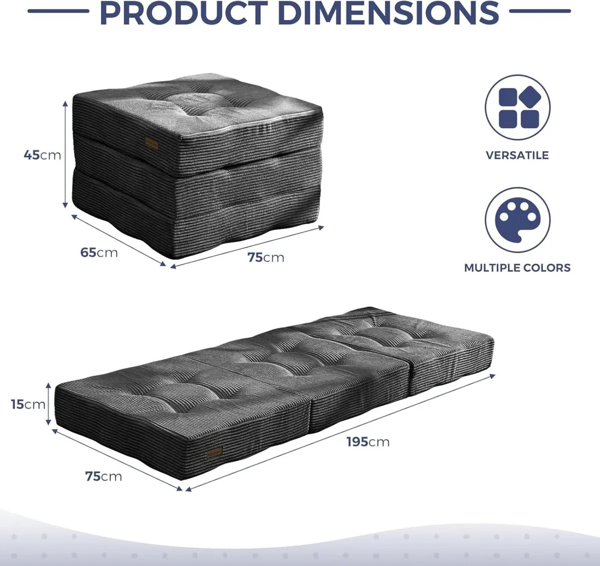 Folding Mattress Comfy Corduroy Foldable with - Image 2