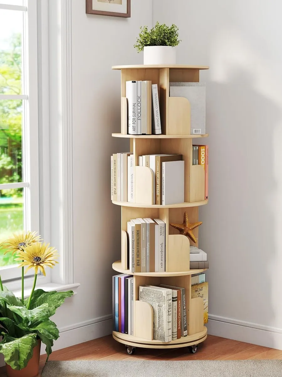 4-Tier 360degrees Removable Rotating Bookshelf - Image 1