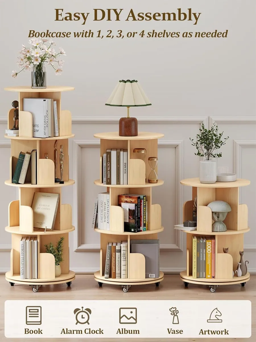 4-Tier 360degrees Removable Rotating Bookshelf - Image 3