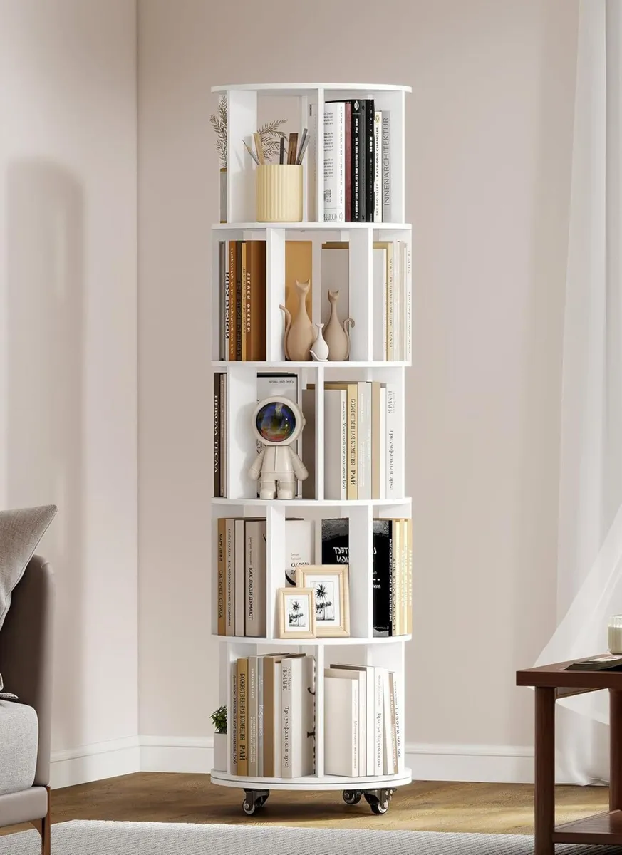 Rotating Bookshelf 5-Tier Corner Bookcase - Image 1