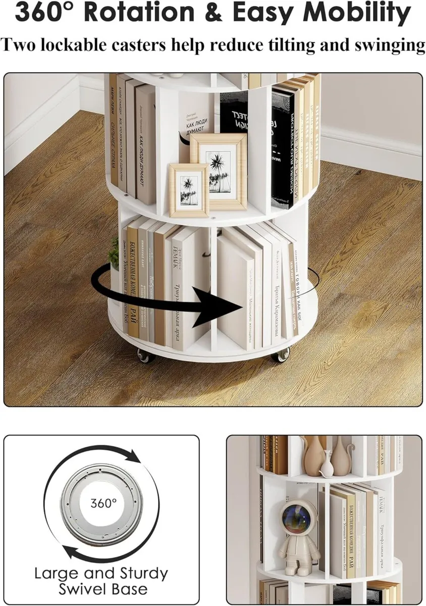 Rotating Bookshelf 5-Tier Corner Bookcase - Image 4