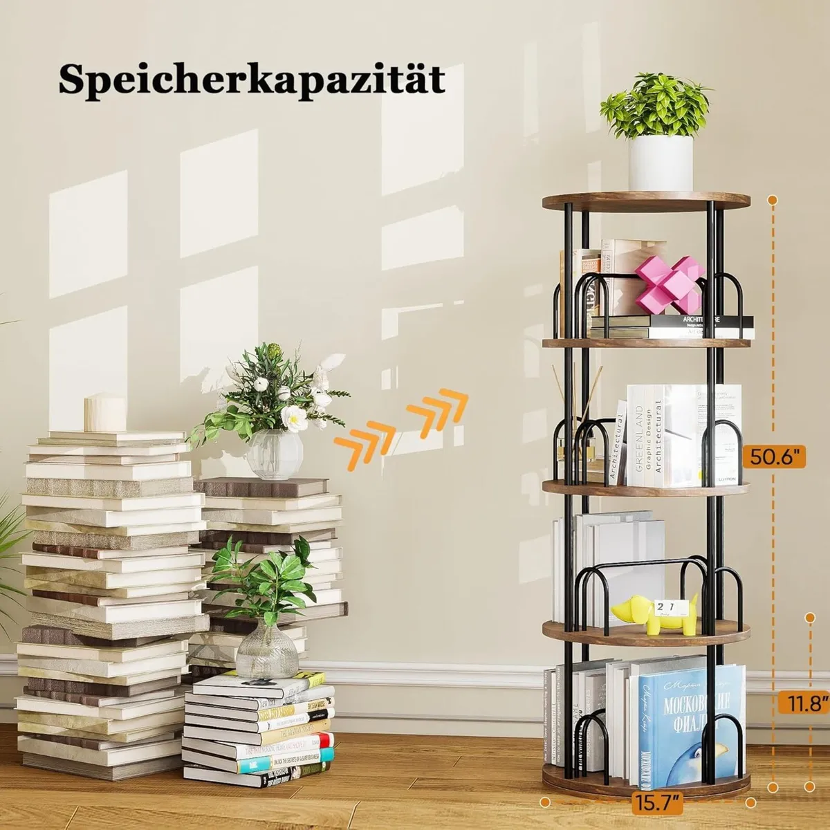 4 Tier Rotating Bookshelf 360 degrees Display - Image 2