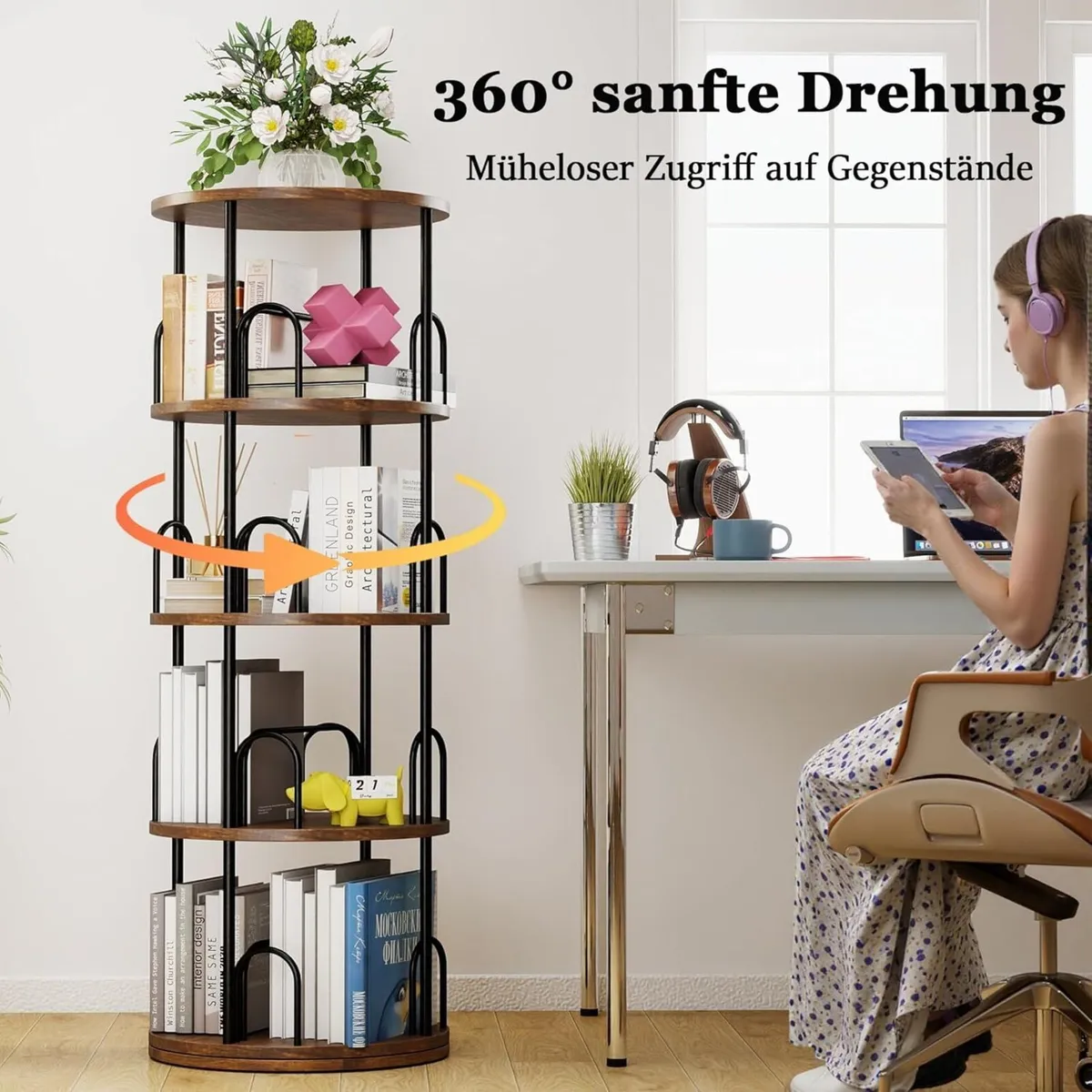 4 Tier Rotating Bookshelf 360 degrees Display - Image 3