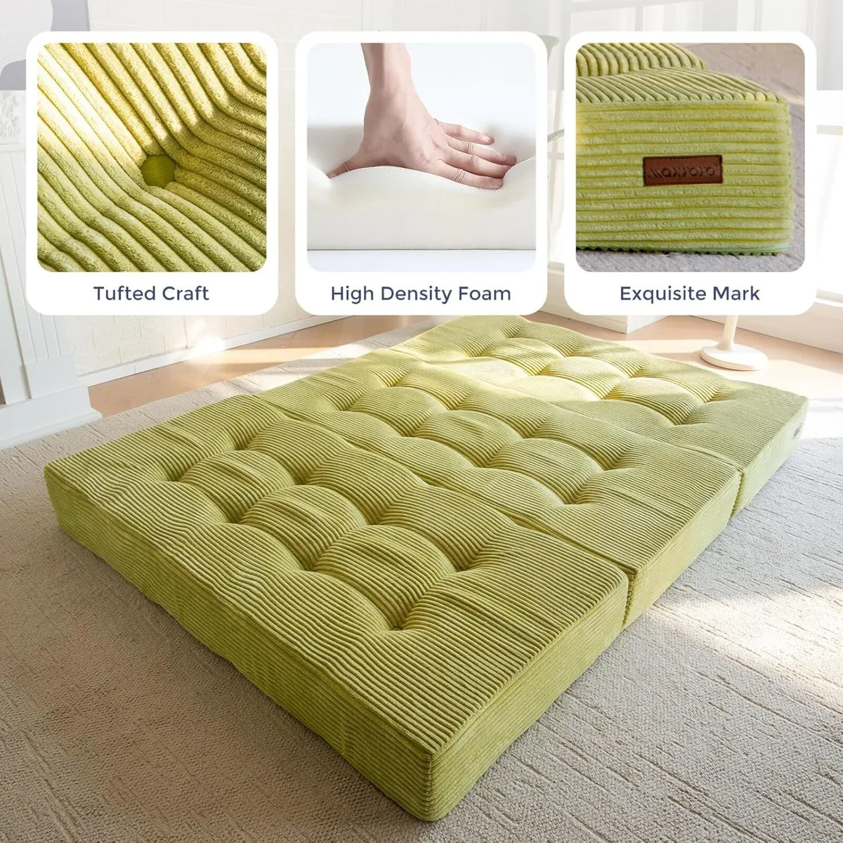 Folding Mattress Comfy Corduroy Foldable with - Image 3