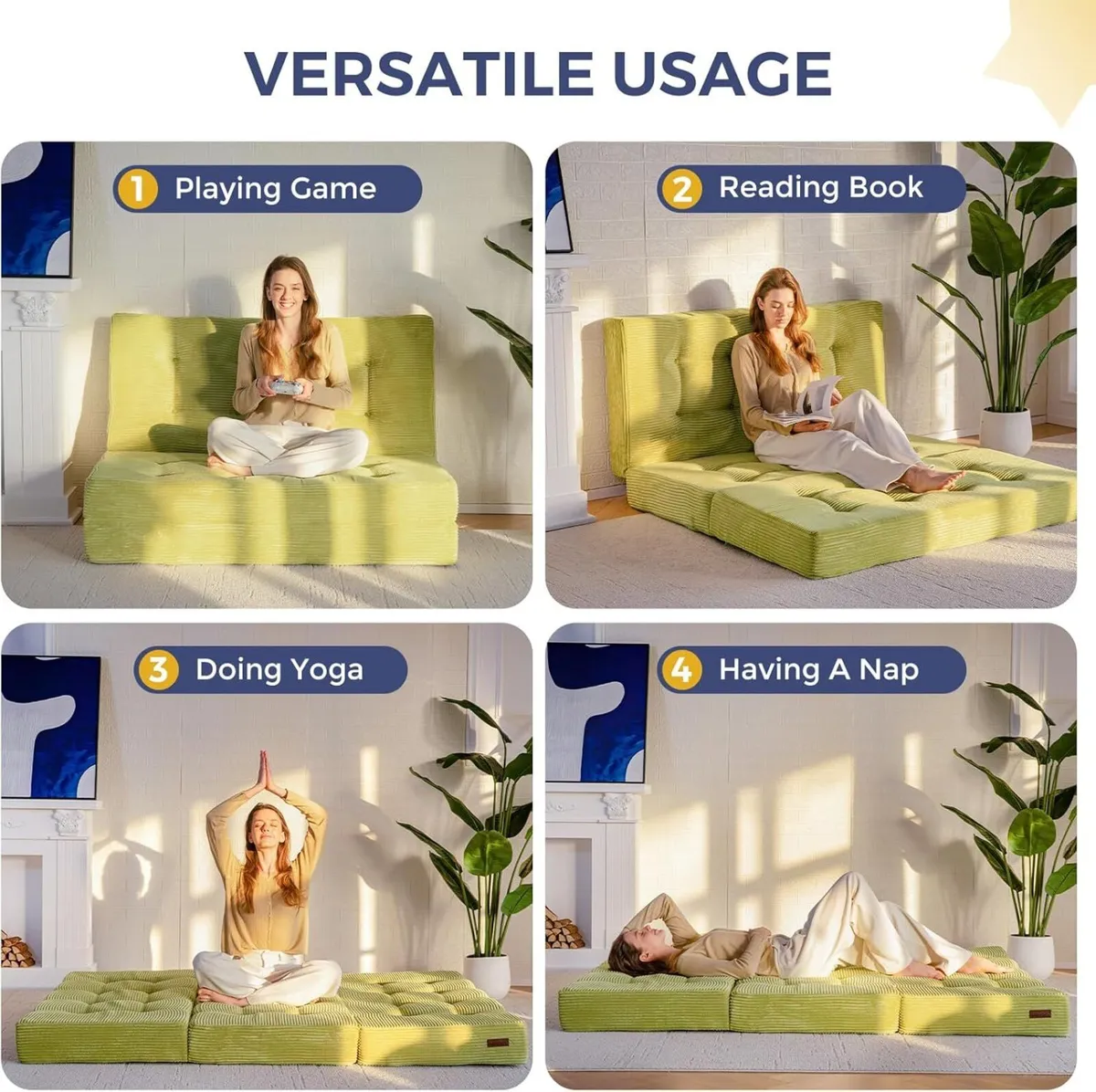 Folding Mattress Comfy Corduroy Foldable with - Image 2