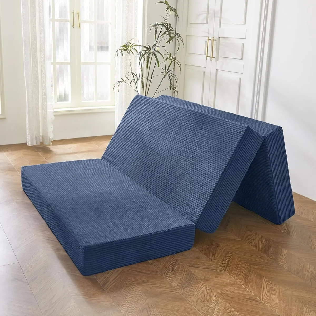 Folding Corduroy Mattress Tri Fold Floor 10cm - Image 1
