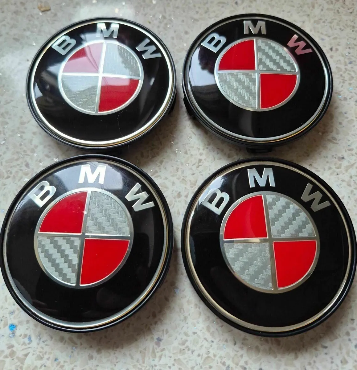 BMW Carbon Fibre Caps (Red) FREE POST - Image 1