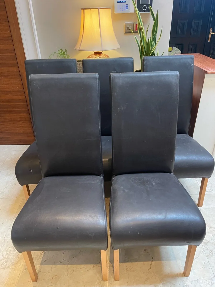 5 x Serious Quality Leather Kitchen Dining Chairs - Image 1